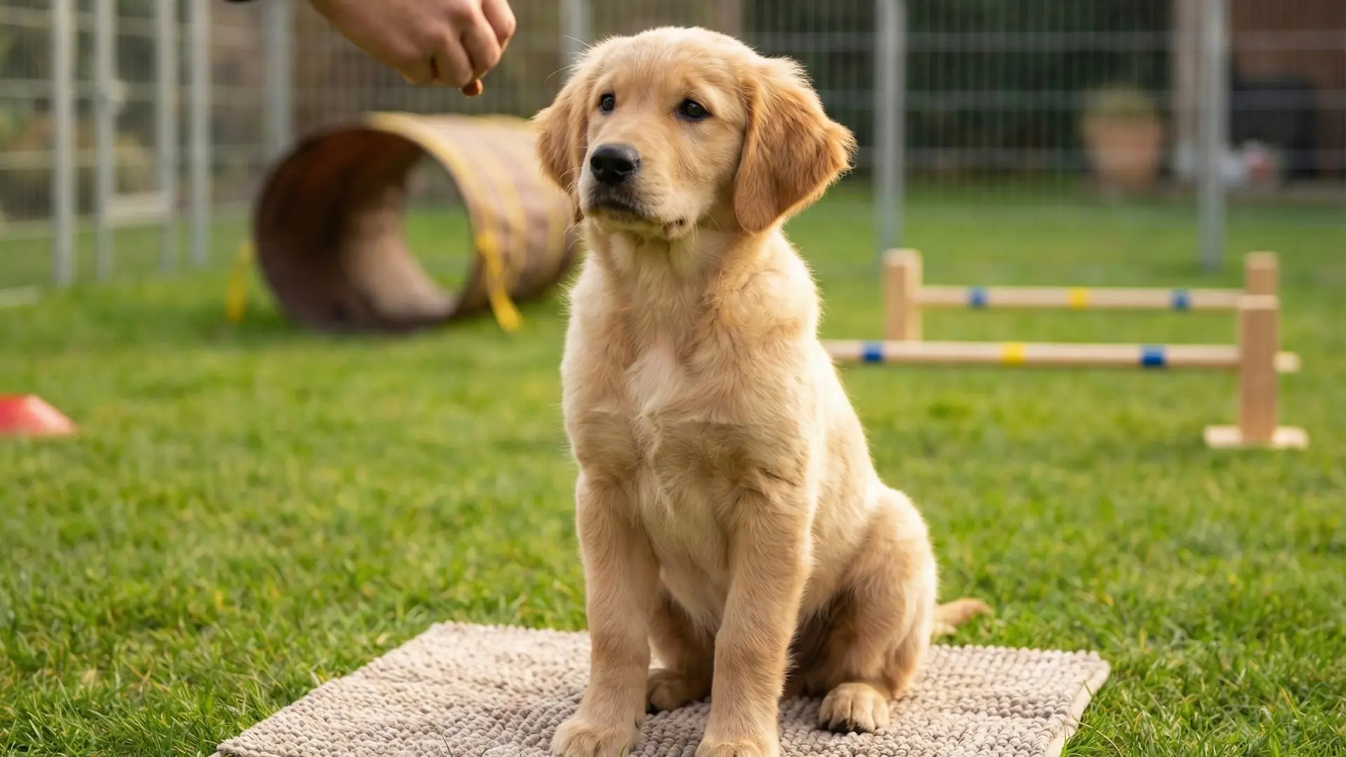 Puppy training session in Bangalore, young pup learning obedience at Paws of Persistence